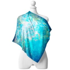 Luxury blue silk scarf by Cosminha handcrafted in Italy