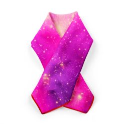 Elegant galaxy-inspired pink silk scarf with gold light tones by Cosminha