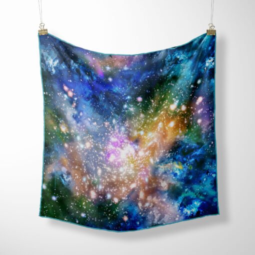 Galactic Lounge Square Silk Twill Scarf Hanged