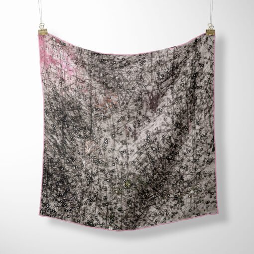 Space Chip Silk Twill Scarf Hanged