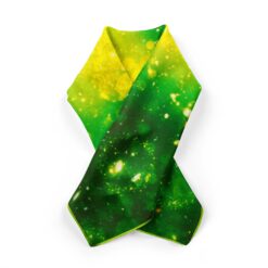 Italian designer scarf with emerald and gold nebula-inspired design – Cosminha Collection
