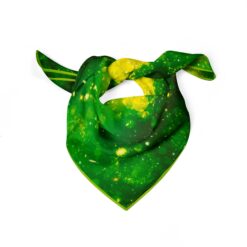 Elegant cosmic green silk scarf with abstract pattern by Cosminha