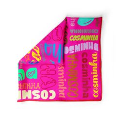 Cosminha women’s pink silk scarf with typography design 90x90 made in Italy