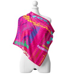 Vibrant fuchsia and turquoise silk scarf by Cosminha handcrafted in Italy