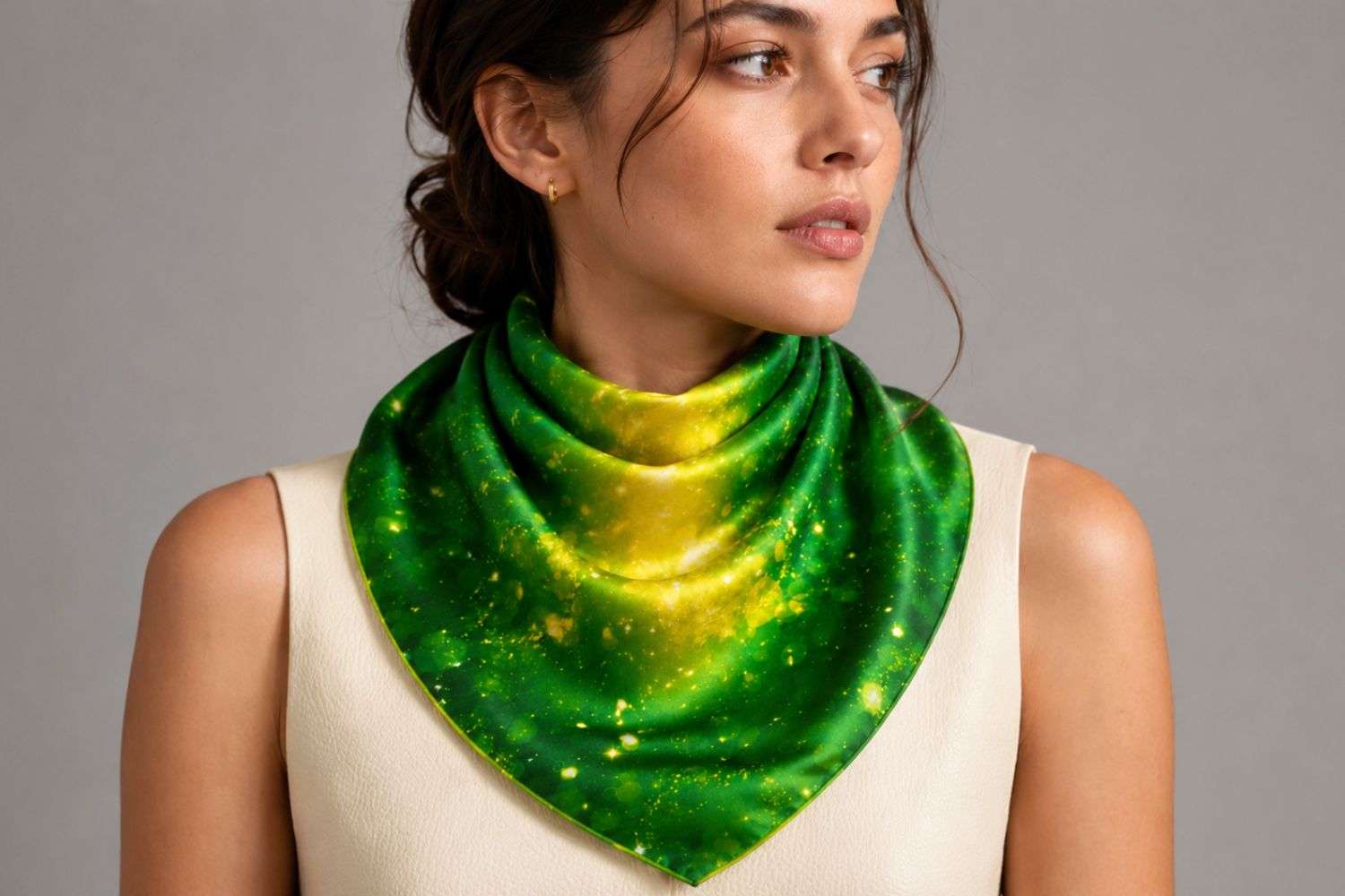 Space Jungle Cosminha Luxury Silk Scarves Hand Rolled Hems