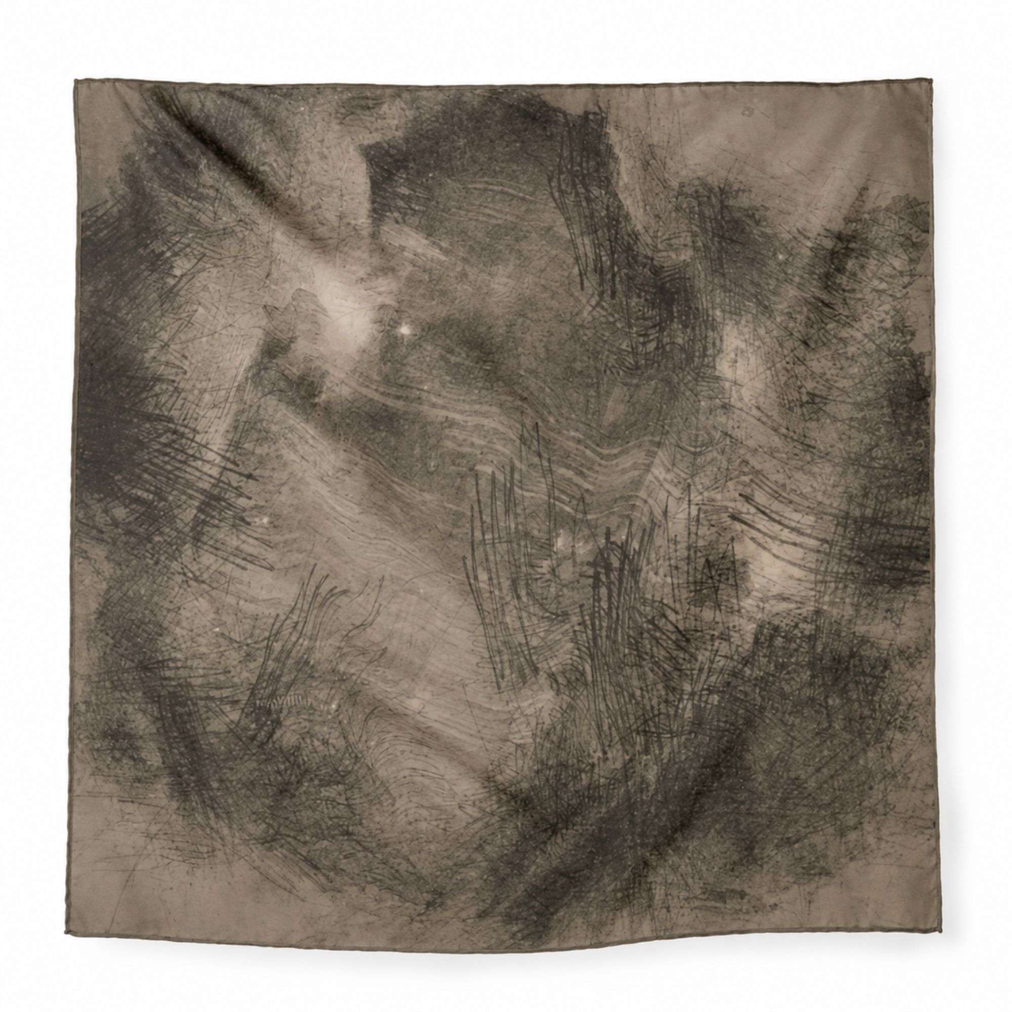 Cosmic Sketch Silk Scarf | Minimal Taupe Elegance by Cosminha