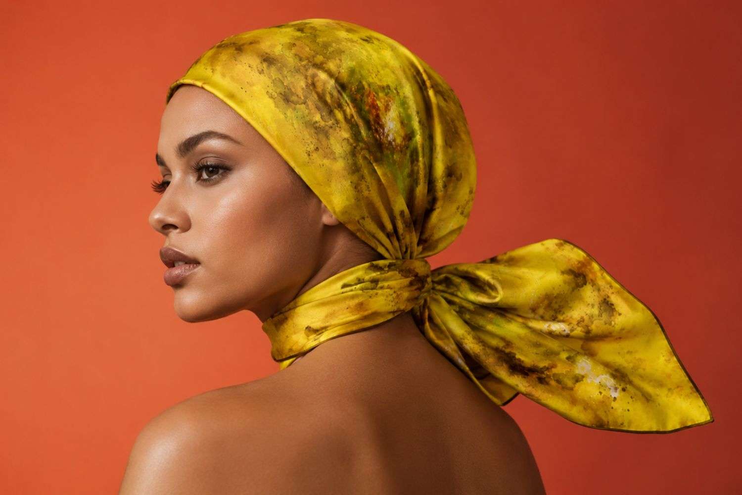 Yellow and Brown Cosminha Luxury Silk Scarves Made in Italy