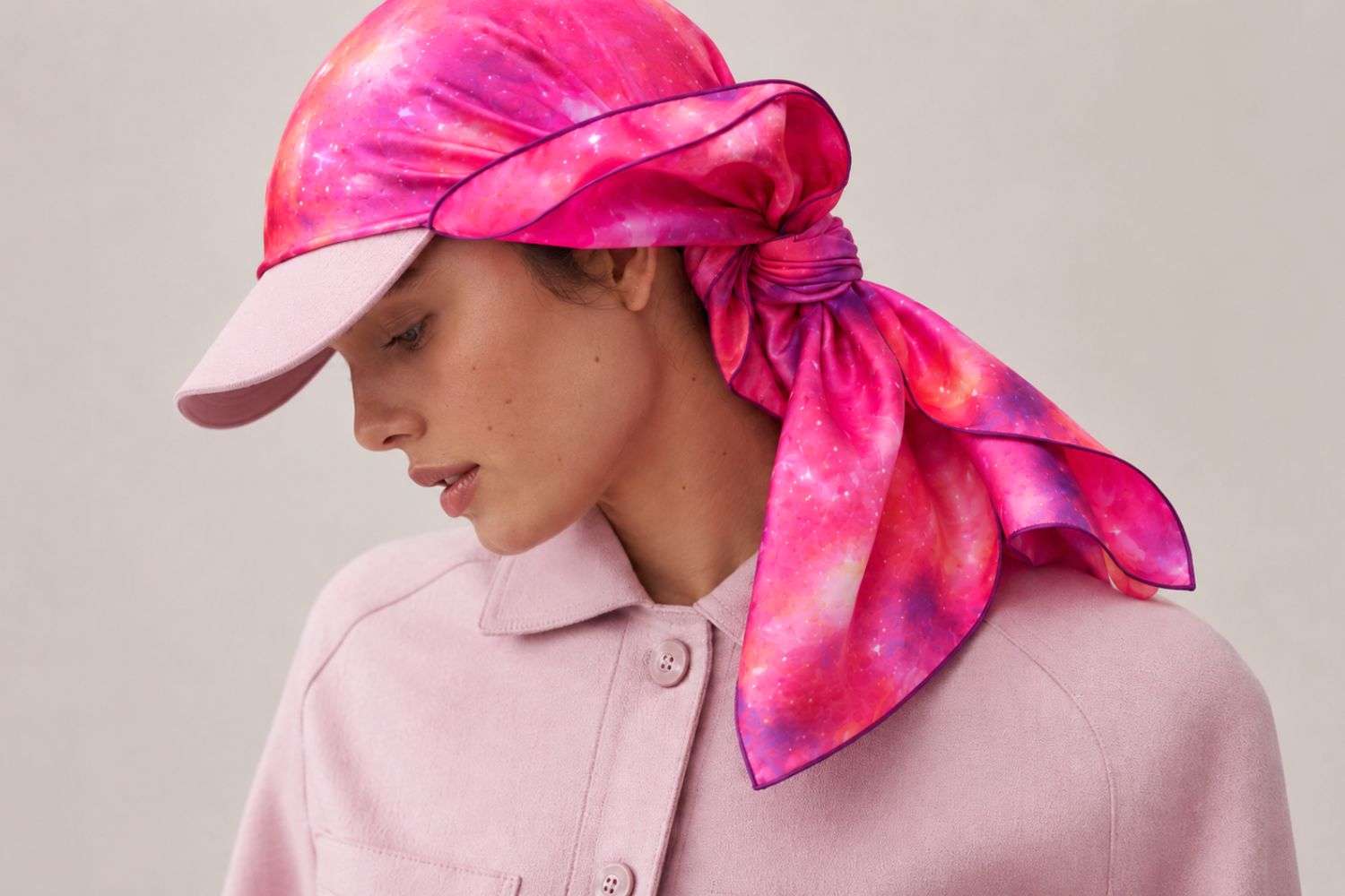 Cosminha Pink and Purple Luxury Silk Twill Scarf